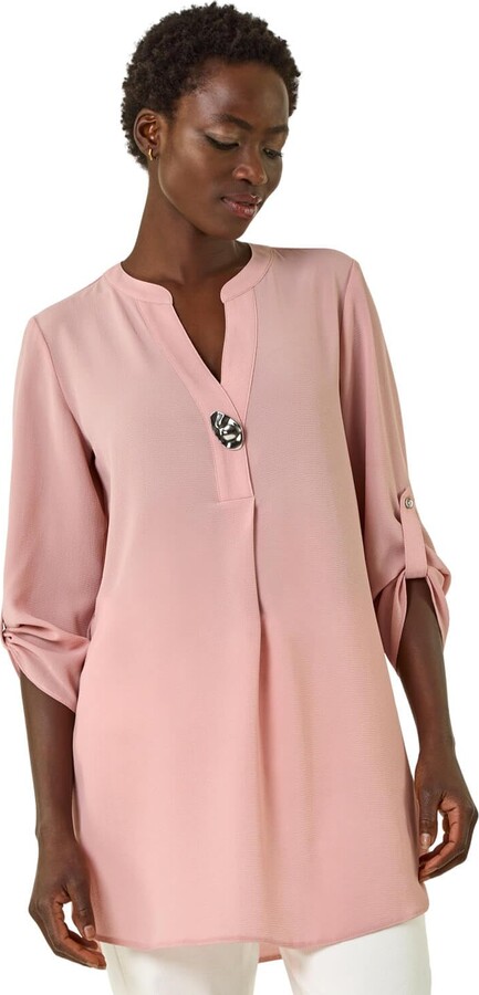 WellSize Womens Plus Size Tops, 3/4 Sleeve V Neck Lace Tunic - View #2