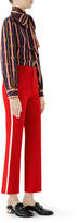 Thumbnail for your product : Gucci Bow-Neck Long-Sleeve Button-Front Silk Crepe de Chine Blouse
