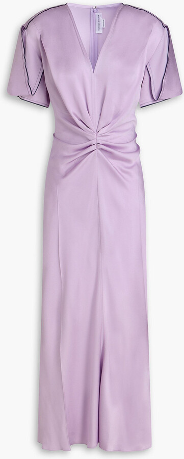 Victoria Beckham Gathered satin-crepe midi dress