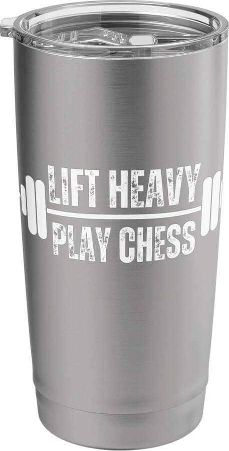 Lift Heavy Eat Doughnuts apparel co. Lift Heavy Play Chess Weightlifter funny gym barbell humor Stainless Steel Insulated Tumbler
