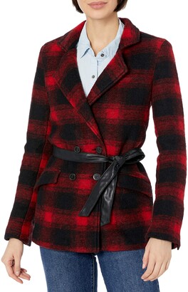 red and black plaid wool jacket