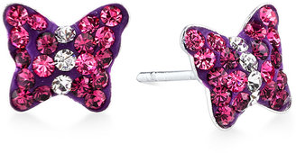 Unwritten Pink Crystal Butterfly Stud Earrings in Sterling Silver
