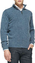 Thumbnail for your product : Neiman Marcus Marled Half-Zip Pullover Sweater, Teal