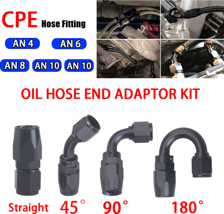 NONE Universal AN4 AN6 AN8 AN10 AN12 Straight 45 90 120 180 Degree Oil Fuel Swivel Hose End Fitting Oil Hose End Adaptor Kit Tube Joi