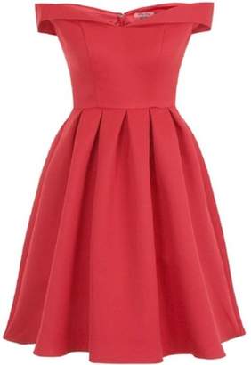 Dorothy Perkins Womens *Chi Chi London Red Fold Over Bardot Midi Dress
