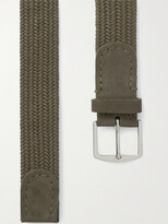 Thumbnail for your product : Loro Piana 3.5cm Suede-Trimmed Woven Cotton Belt - Men - Green - EU 100