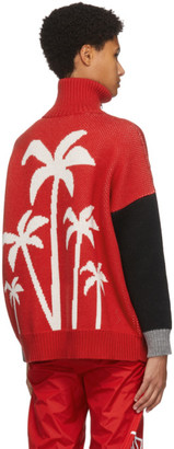 Palm Angels Red Wool Jacquard PXP Turtleneck