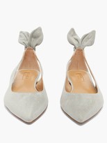 Thumbnail for your product : Aquazzura Bow Tie Cutout Suede Ballerina Flats - Grey