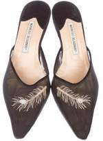 Thumbnail for your product : Manolo Blahnik Mesh Embroidered Mules