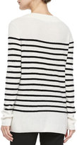 Thumbnail for your product : Vince Cashmere Striped Ribbed Sweater, Off White/Black