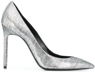 silver ysl heels