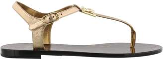 Dolce & Gabbana Logo Paint Leather Thong Sandal
