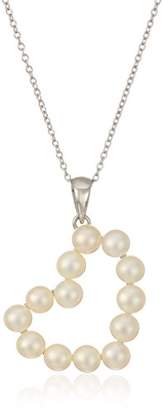 Bella Pearl Bella Sterling Silver Heart Shaped Pearl with Freshwater Pendant Necklace