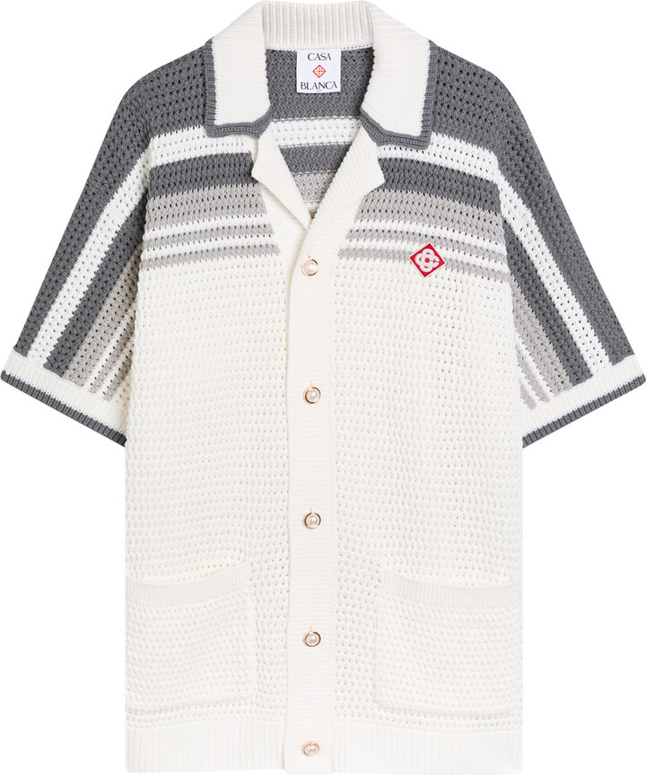 Casablanca Logo-appliquéd Crochet-knit Cotton Shirt
