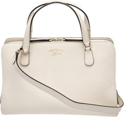 Gucci Shoulder Bag Neutrals Leather Gold-Tone Hardware Flat Handles & Single Shoulder Strap Canvas Lining & Single Interior Pocket Zip Closure at Top & Open Top Protective Feet at Base Includes Dust Bag Unfortunately, due to restrictions, this item may not be eligible for shipping in all areas.