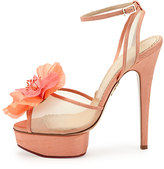 Thumbnail for your product : Charlotte Olympia Leila Flower Platform Sandal, Peach