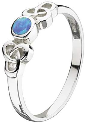 Heritage Sterling Silver Celtic Blue Synthetic Opal Ring - Size P