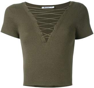 Alexander Wang T By lace-up ribbed top