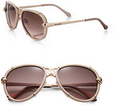 Thumbnail for your product : Roberto Cavalli Leather-Wrapped 57MM Aviator Sunglasses