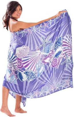 1 World Sarongs Womens Fringeless Cover-Up Hibiscus Sarong in