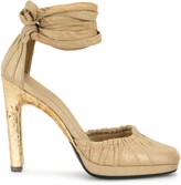 Thumbnail for your product : Gucci Pre-Owned Tied Ankle Metallic Sandals