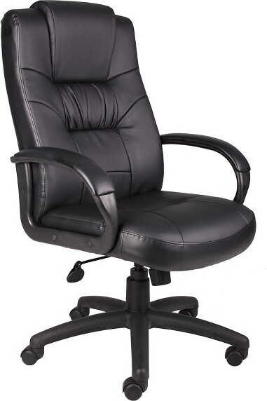 Boss Office Products ExecutiveHighBackLeatherplusChairBlack-BossOfficeProducts:Ergonomic,Swivel,AdjustableHeight,MetalFrame