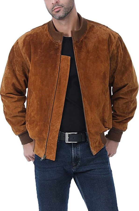 Landing Leathers Men WWII Suede Leather Tanker Jacket Cocoa Big 4XL ...