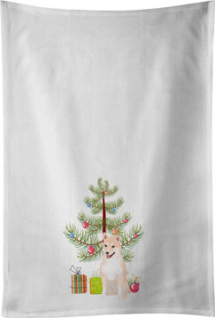 The Holiday Aisle Shiba Inu Cream #2 Christmas White Kitchen Towel Set Of 2