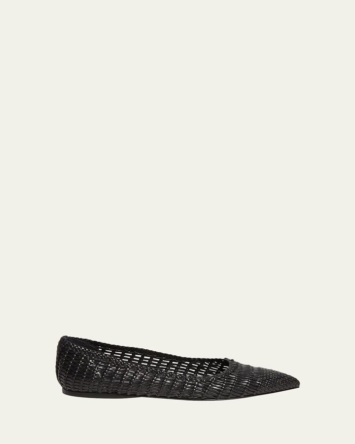 Gabriela Hearst Aurora Woven Leather Ballerina Flats