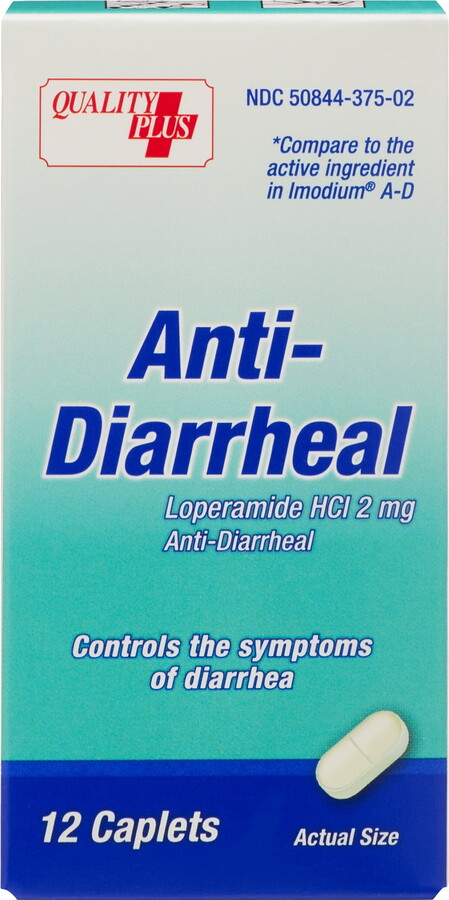 Quality Plus Caplets for Diarrhea Relief, Loperamide HCl 2mg, 12 Count