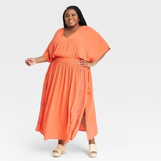 Knox Rose™ Women's Plus Size Flutter Short Sleeve Embroidered Kaftan A-Line  Maxi Dress - ShopStyle