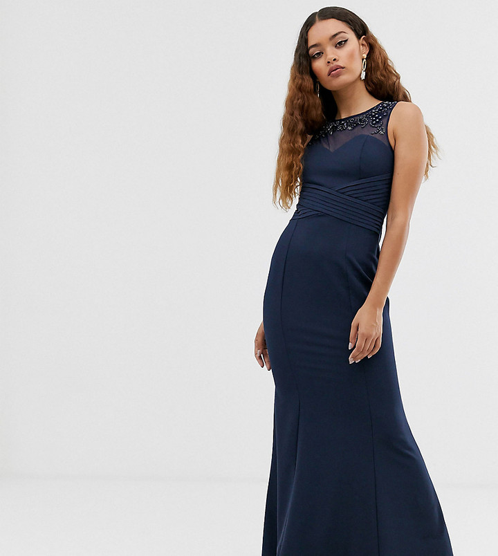 little mistress heather mesh halter maxi dress