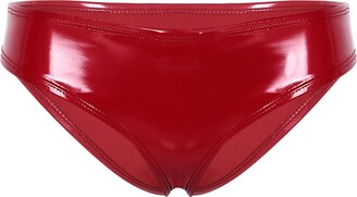 US Sexy Women Leather Briefs Heart Shape Buckle Shiny G-string Thong  Underwear
