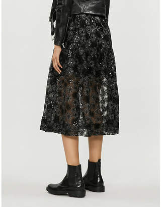Maje Sequin-embellished tulle skirt