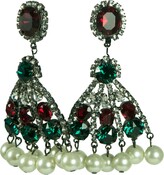 Thumbnail for your product : Kenneth Jay Lane Kenneth Jay Lane-Chandlier Earrings-Crystla & Pearl (Red/Green)