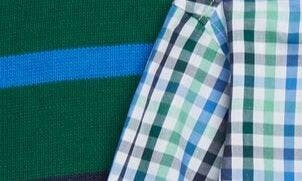 Izod Kids' Stripe Quarter Zip Sweater & Gingham Button-Up Shirt Set
