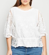 Thumbnail for your product : New Look Curves Crochet Batwing Sleeve Top