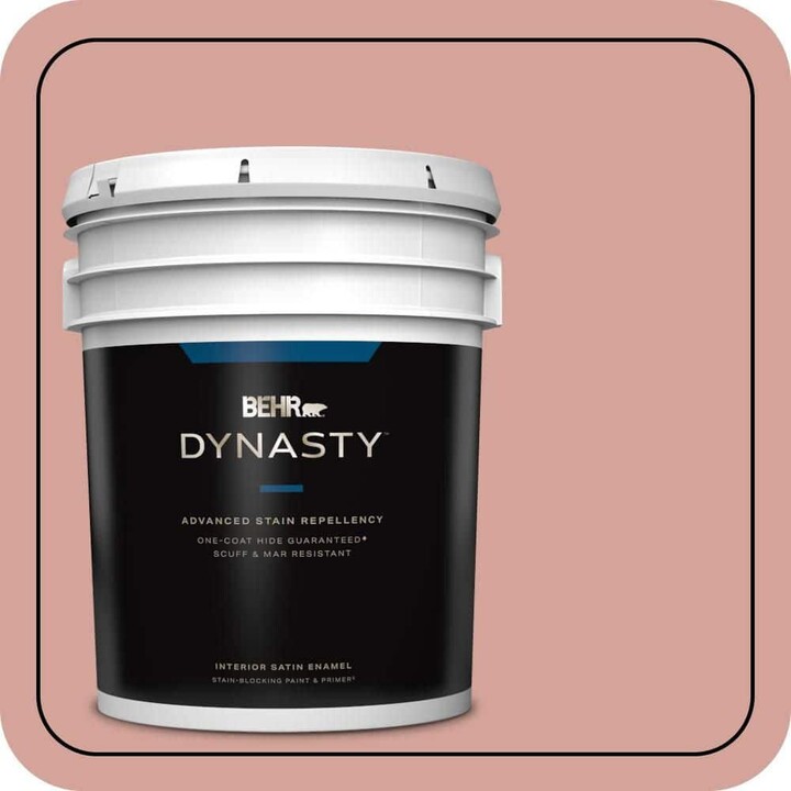 BEHR DYNASTY 5 gal. #S160-3 Bubble Shell One-Coat Hide Satin Enamel Interior Stain-Blocking Paint & Primer