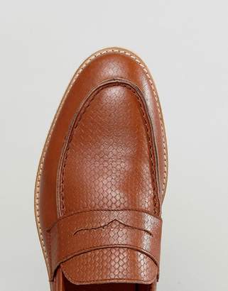 ASOS Penny Loafers With Woven Detail In Tan