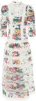Thumbnail for your product : Zimmermann Allia Pintucked Lace-paneled Floral-print Linen Midi Dress