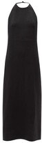 Thumbnail for your product : Three Graces London Harisha Plunge-back Linen-voile Dress - Black