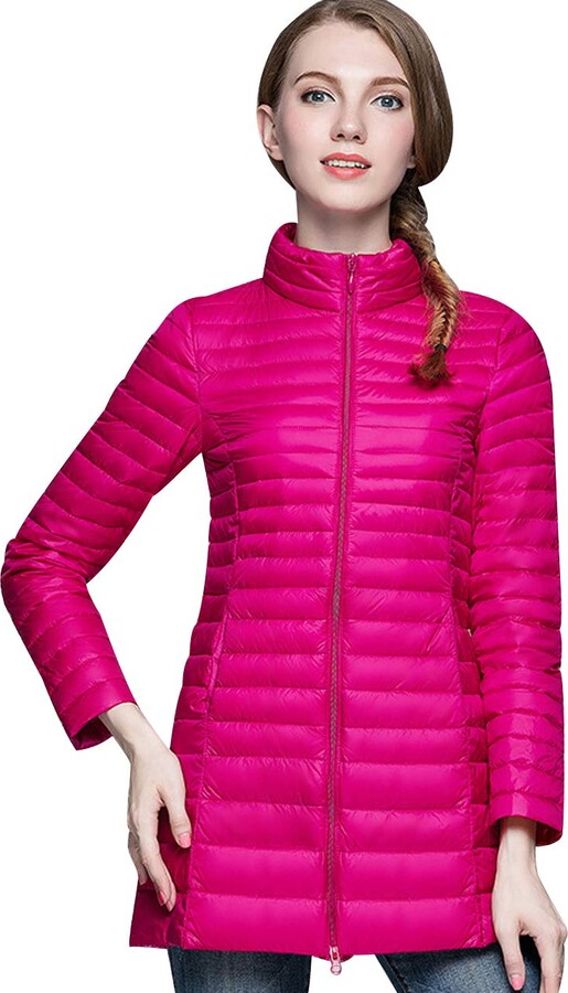Pengniao Lightweight Long Down Jacket Women with Hood Womens Packable