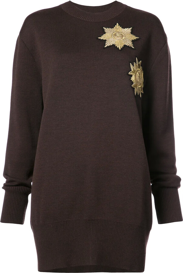 Vera Wang Metallic Patches Loose-Fit Jumper