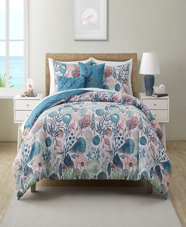 VCNY Home Ivory Coast Disperse Print Reversible 3 Piece Quilt Set, Full/Queen - Blue, Green