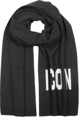DSQUARED2 Woven Icon Logo Wool Knit Scarf
