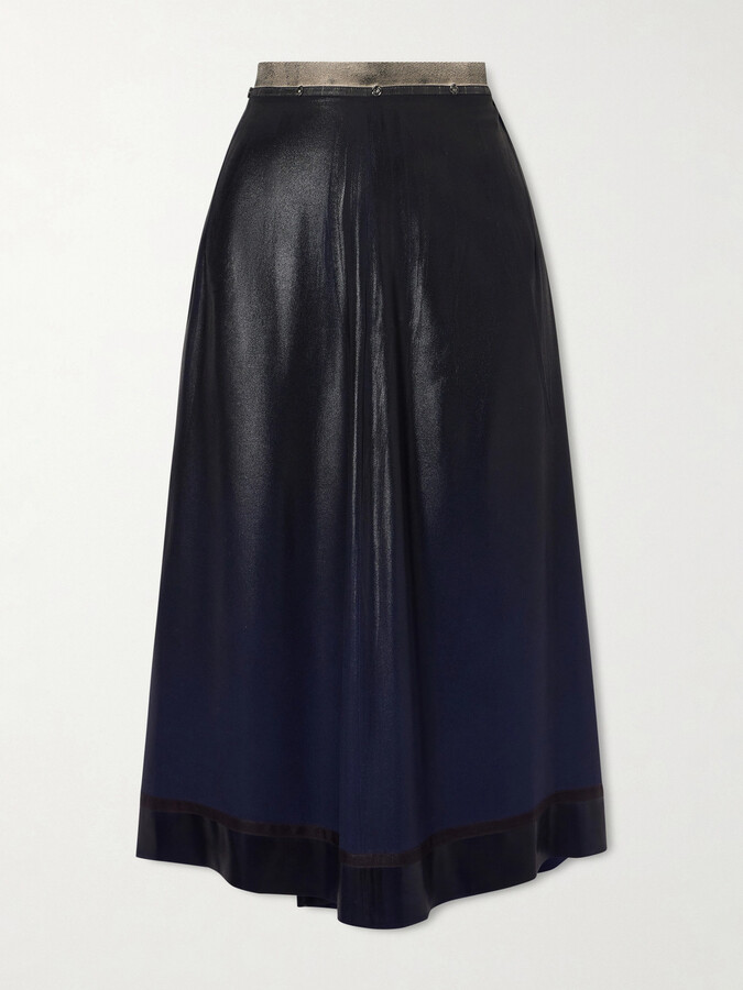 Maison Margiela Ombré Satin Midi Skirt - Black