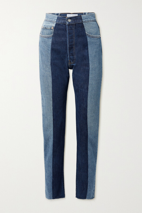 E.L.V. Denim + Net Sustain The Twin Frayed Two-tone High-rise