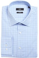 Thumbnail for your product : HUGO BOSS blue and white cotton gingham check dress shirt