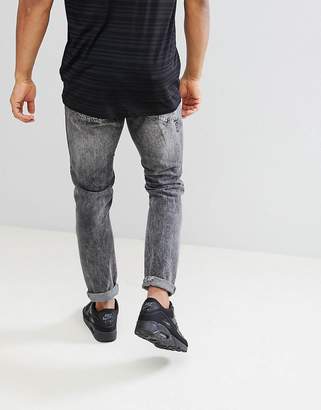 Brooklyn Supply Co. Brooklyn Supply Co Acid Wash Slim Jeans With Rip and Repair