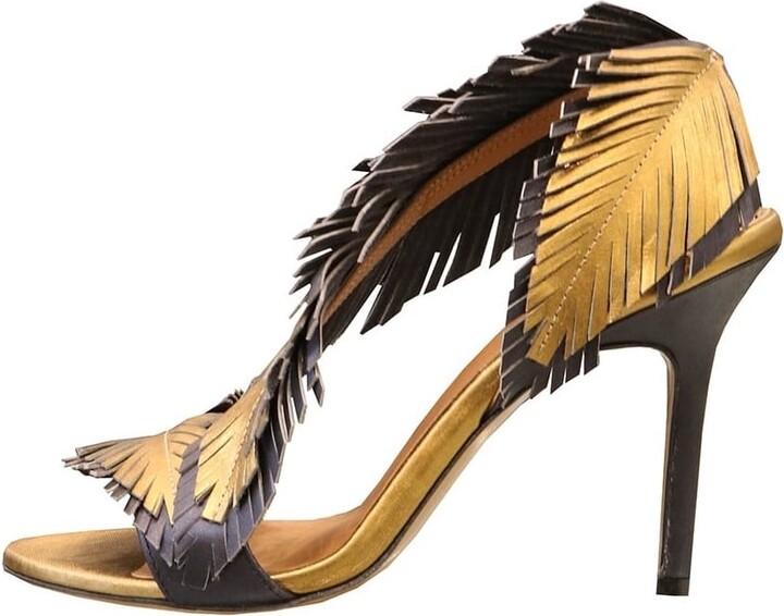 Baldowski Women's D01511 Metallic Feather Detail Strappy Heel in Gold -  ShopStyle Sandals